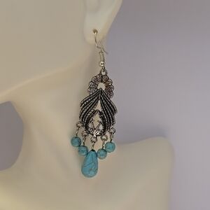 Elegant Silver and Turquoise Dangle Earrings